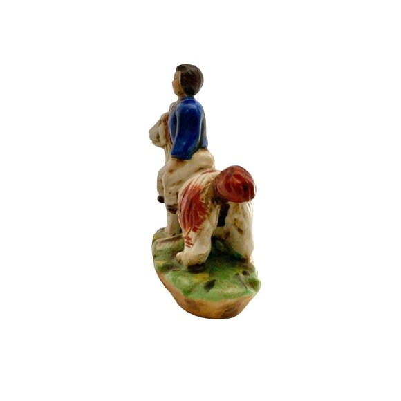 Boy with his Huge Pet Dog Figurine Staffordshire Style Vintage Decor - Picture 6 of 10